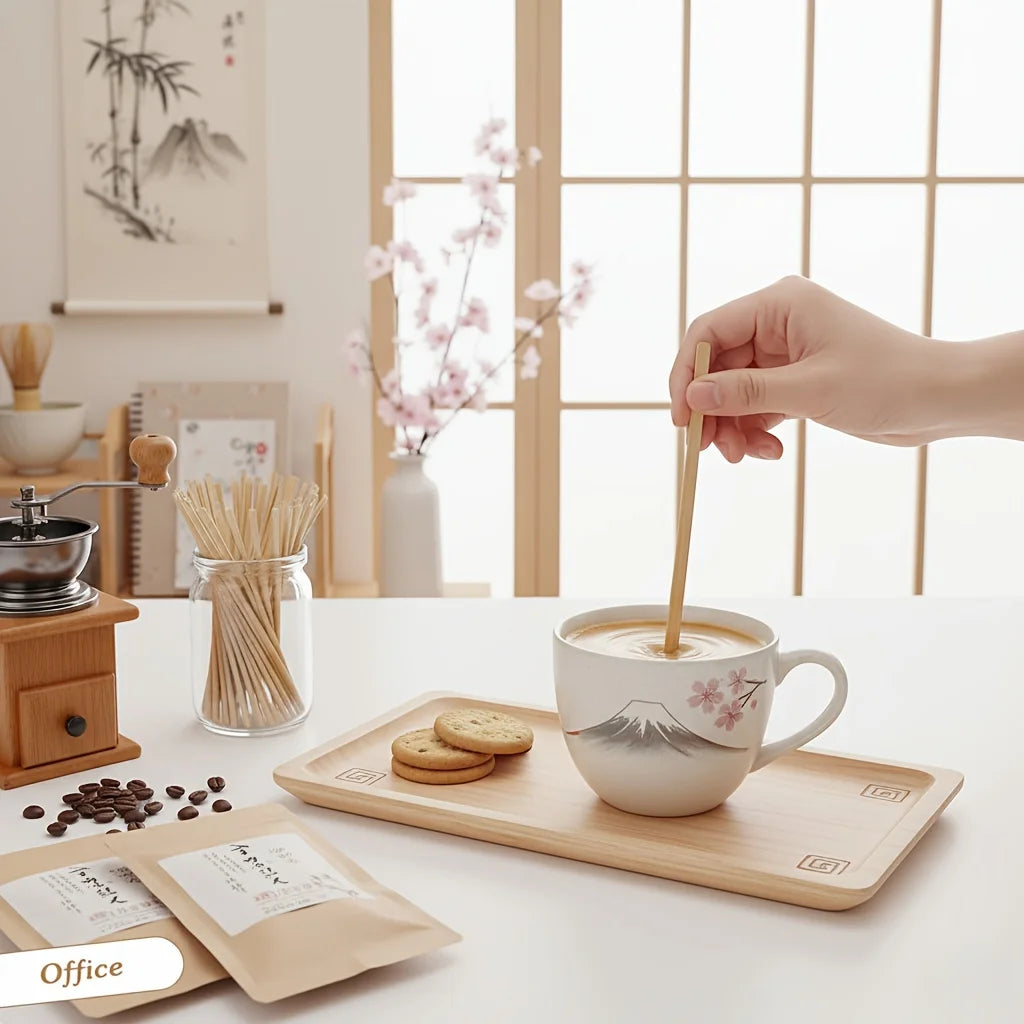 50pcs Wooden Coffee Stir Sticks - High-quality Disposable Beverage Stirrers, Suitable for Coffee, Tea, and Cocktails. Qme