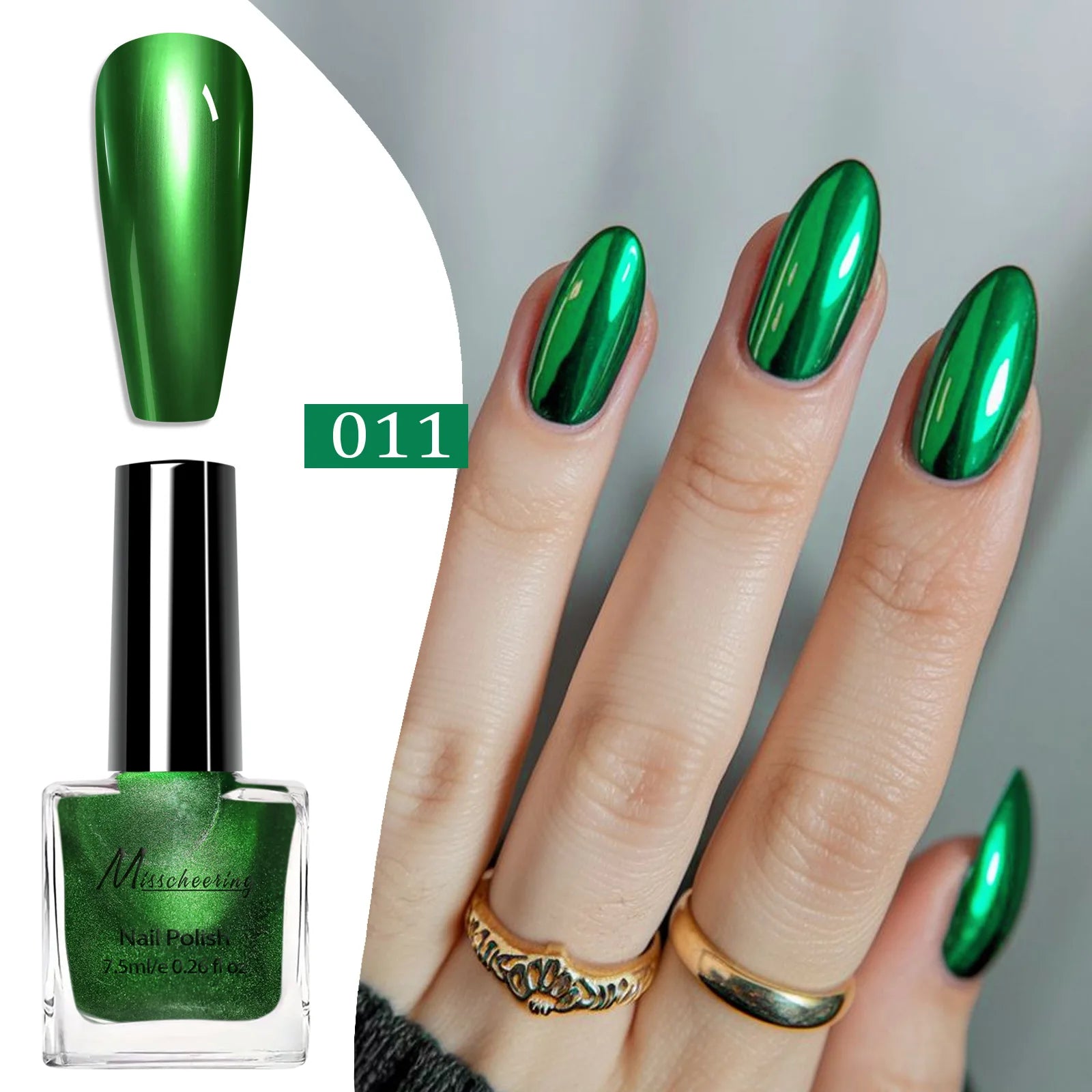 Instant Chrome Nail Polish 12 Colors - No UV Lamp Mirror Effect, Quick Dry Metallic Nail Lacquer, Long Lasting Salon Nail Polish Qme 11