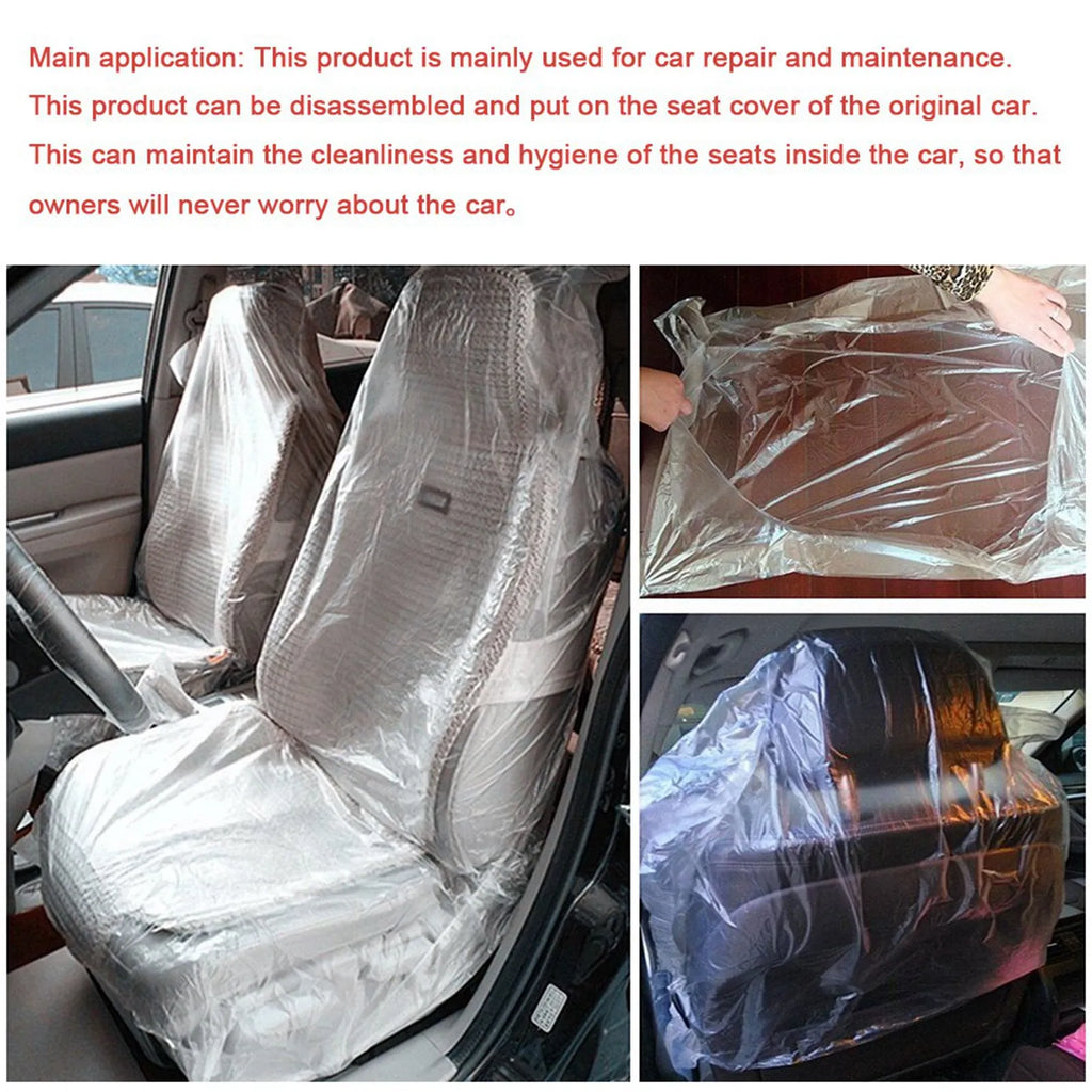 Disposable Plastic Car Seat Covers Protectors Valet Roll Seat Covers Protector Car Seat Covers Waterproof Cover Qme
