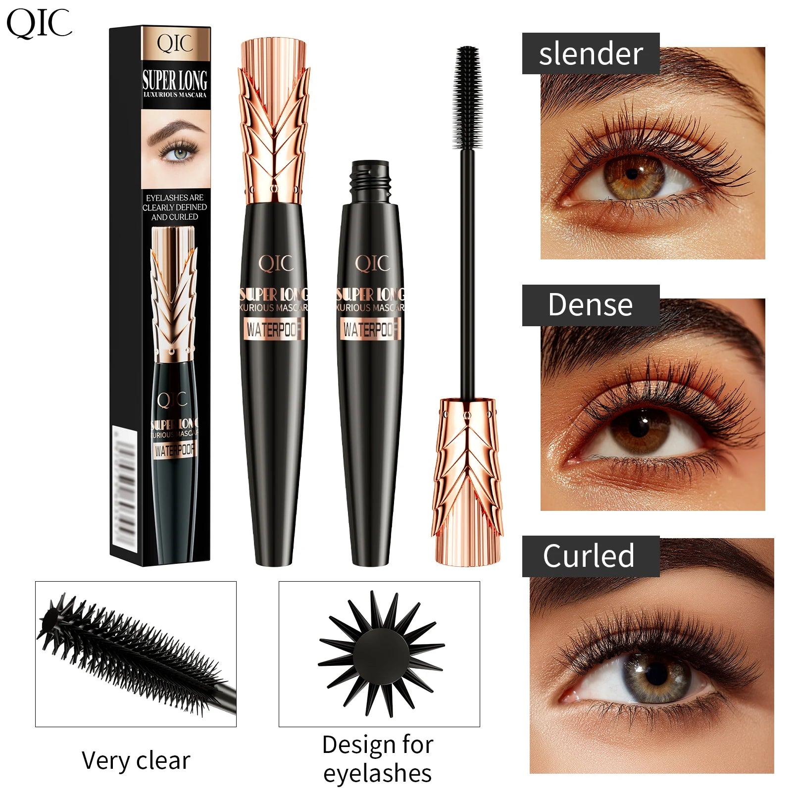 5D Black Waterproof Mascara Lengthens Eyelashes Extension Thick Silk Fiber Mascara Female Makeup Eye Cosmetics Tools for Gifts Qme