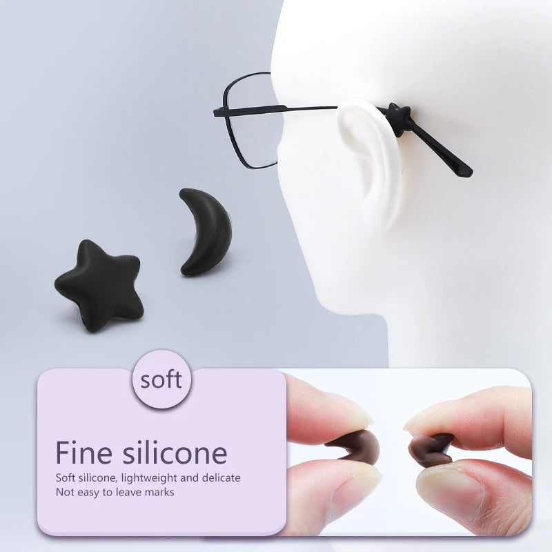 5 Pairs Anti Slip Ear Hook Silicone Star Moon Eyeglass Eyewear Qme