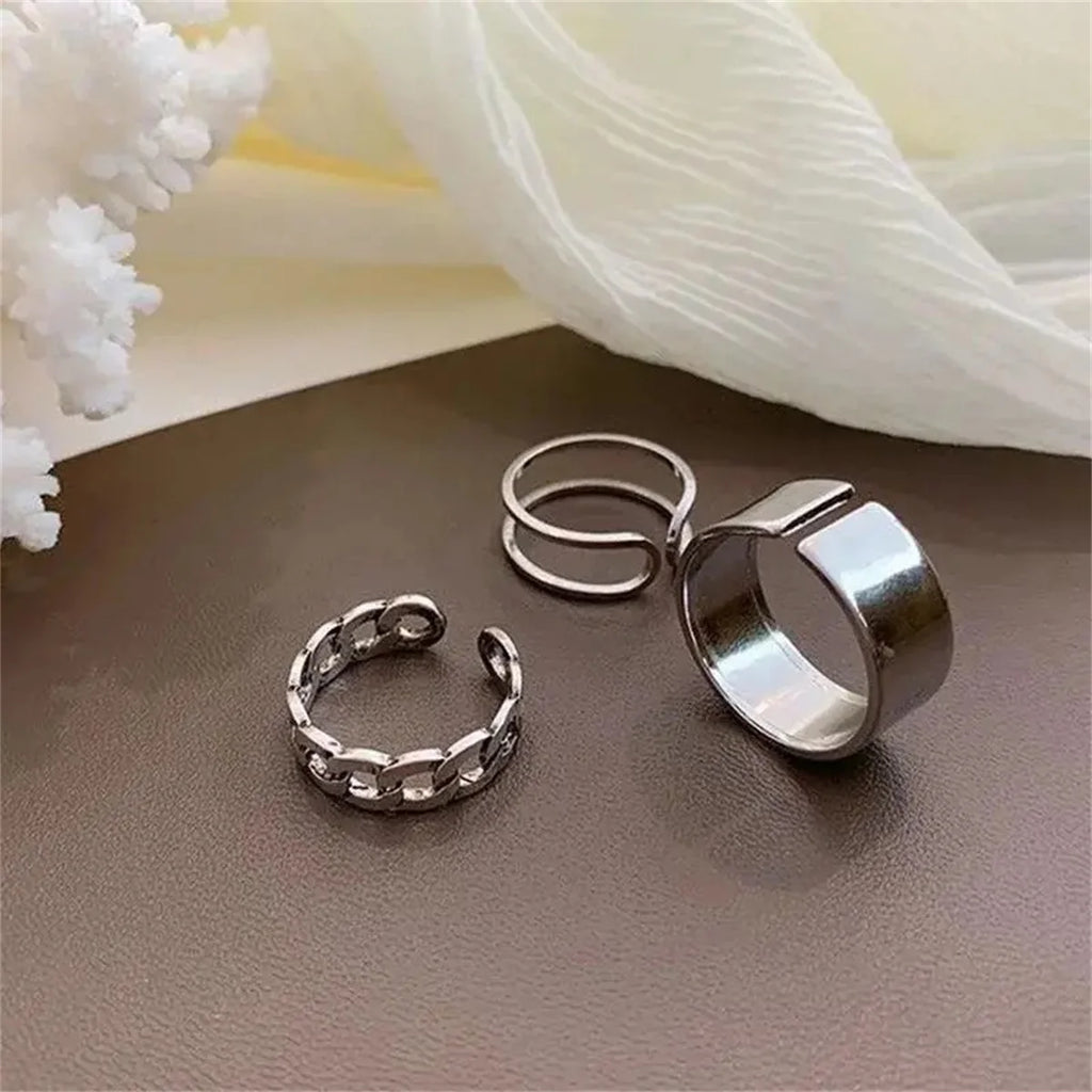 3Pcs Fashionable Punk Style Butterfly Metal Rings Set For Women Parties Festivals Gifts Daily Versatility Jewelry Hip Hop Rings Qme 1 resizable