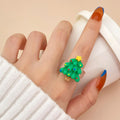 Cartoon Christmas Ring for Women Kid Cute Elk Snowman Star Tree Pendant Finger Ring Hand Party Jewelry New Year Friendship Gift Qme 5 Size 7