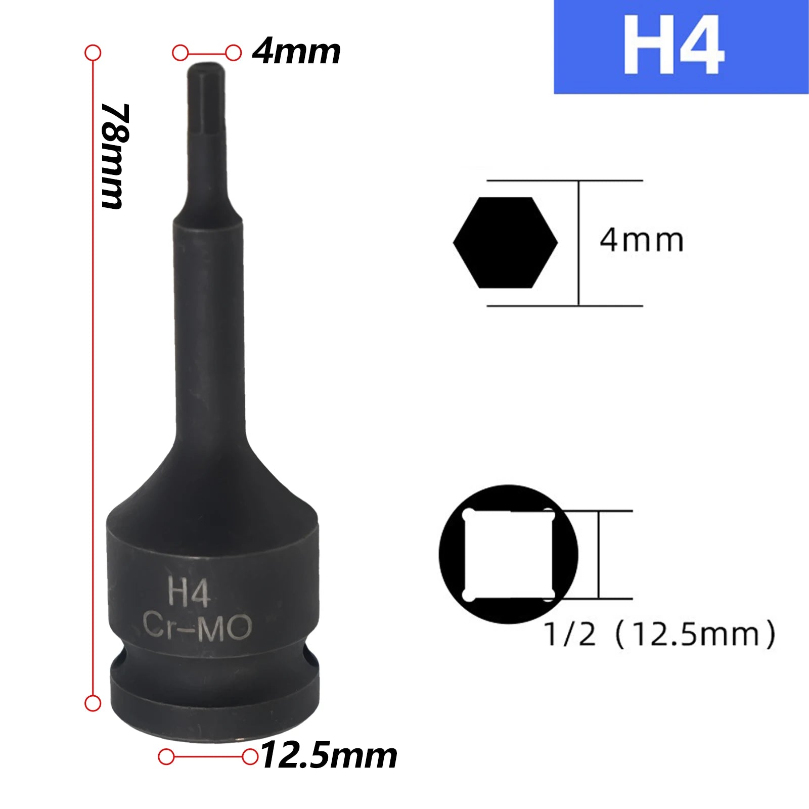 1Pcs 4mm-19mm Electric Drill Socket Adapter 12.5mm Square Interface Hexagonal Head Socket Wrench For Factory/Repair Shop Qme H4