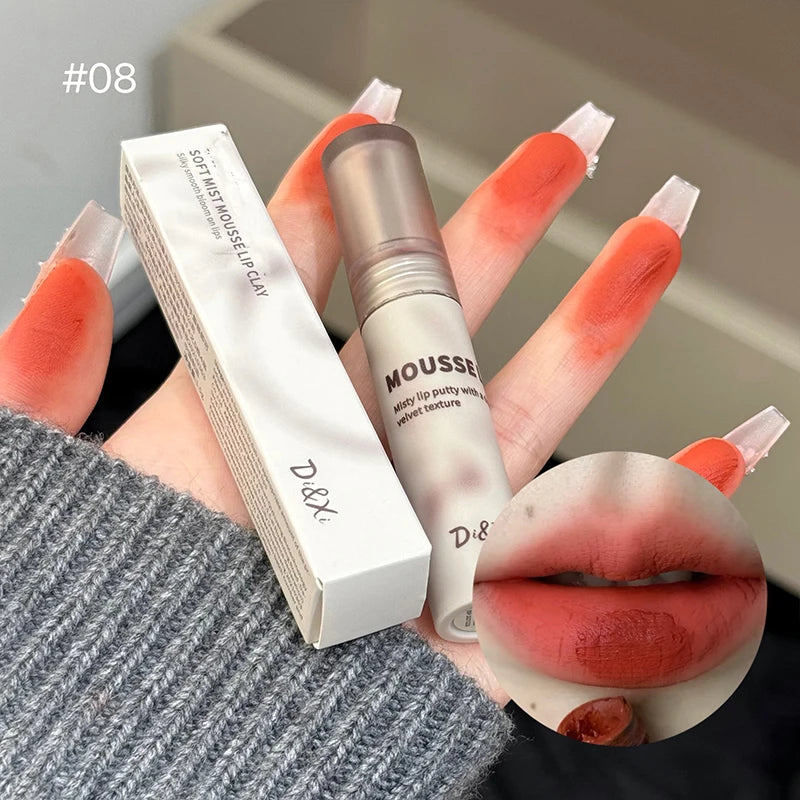 Gothic Matte Black Lip Mud Waterproof Lasting Lipstick Nude Brown Qme NO.D28-8