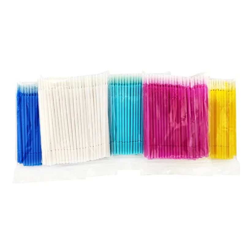100pcs/Pack Bendable Micro Brushes Disposable Microbrush Applicators Eyelash Extensions Eyelash Glue Cleaning Brush for Eyelash Qme