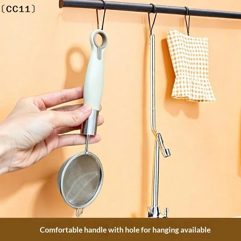 Stainless Steel Mesh Filter Spoon Juice Soybean Milk Strainer Plastic Qme