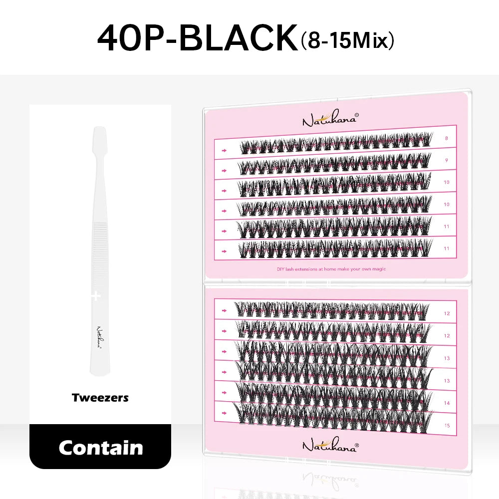 NATUHANA 20D 30D 40D 50D 60D 80D Cluster Eyelashes DIY Individual