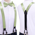 Hi-tie Silk Mens Braces Bowtie Hanky Cufflinks Y Back Clip Adjustable