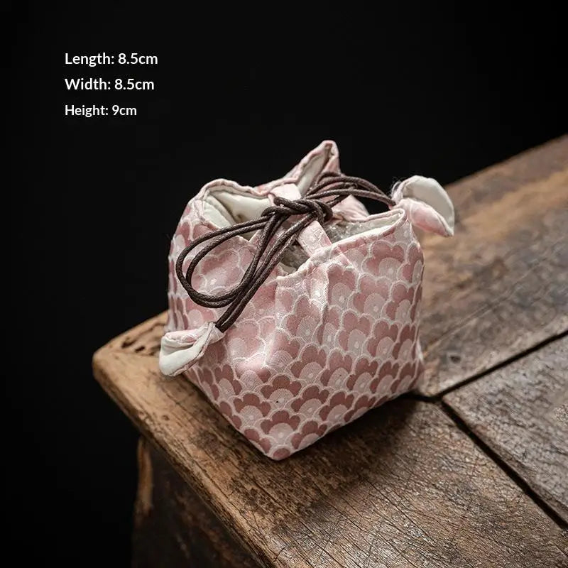 Chinese Style Tea Set Storage Bag Thickened Multi-functional Teapot Cloth Pouch Vintage Embroidered Candy Storage Bag Qme A2