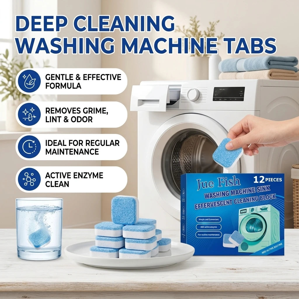 Washing Machine Effervescent Cleaning Tablets Removing Stains & Scale Eliminate Odors Routine Maintenance Washer Cleaning Sheet Qme