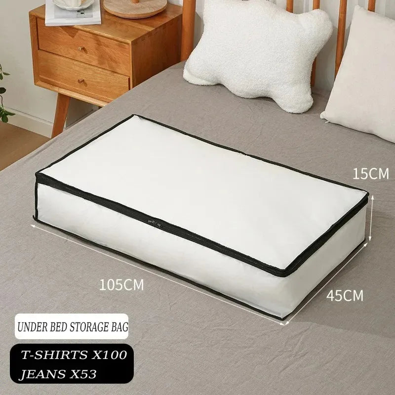 1-2Pcs Household Blanket Wardrobe Underbed Storage Bag Foldable Large Capacity Waterproof Dustproof Clothes Quilt Storage Bag Qme black 1pcs