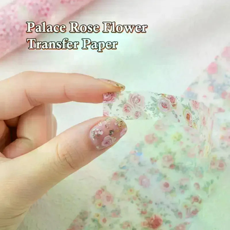 4 Rose Flower Nail Transfer Foils Paper DIY Art Sliders Salon Use Qme