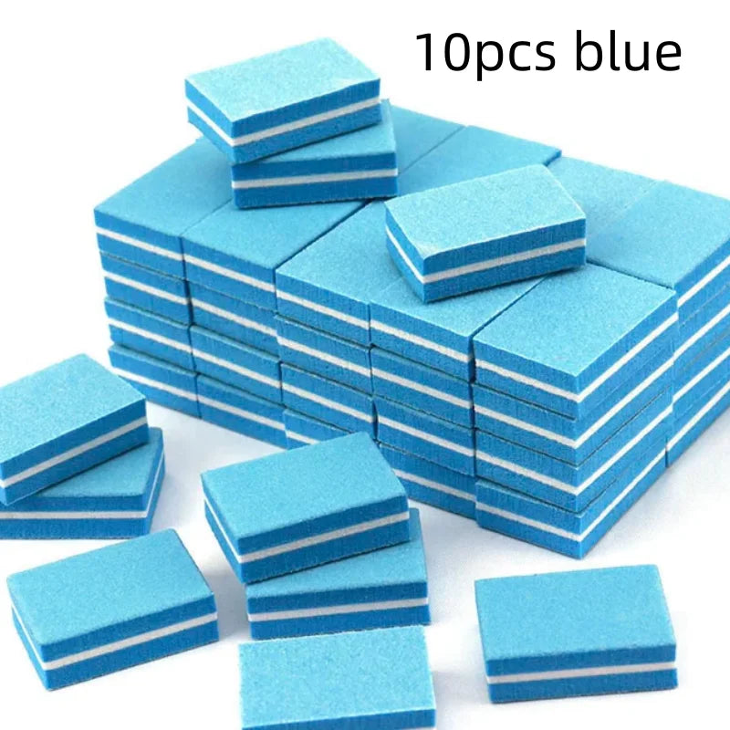 10 50 Mix Double-sided Mini Nail File Blocks Colorful Sponge Polish