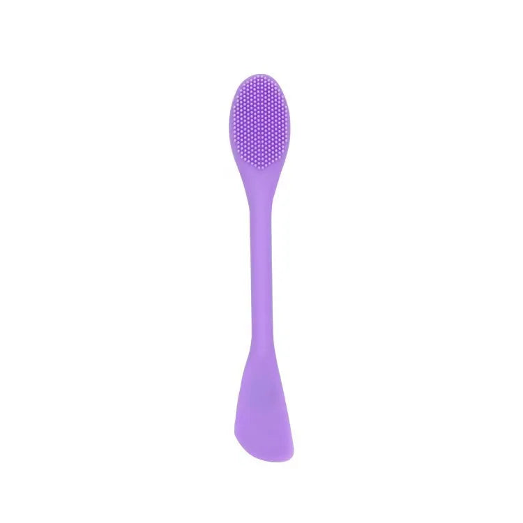 1PC Double Headed Silicone Face Cleansing Scrubber Brush Facial Mask Brushes Applicator for Women Face Makeup Brush Skin Care Qme Purple