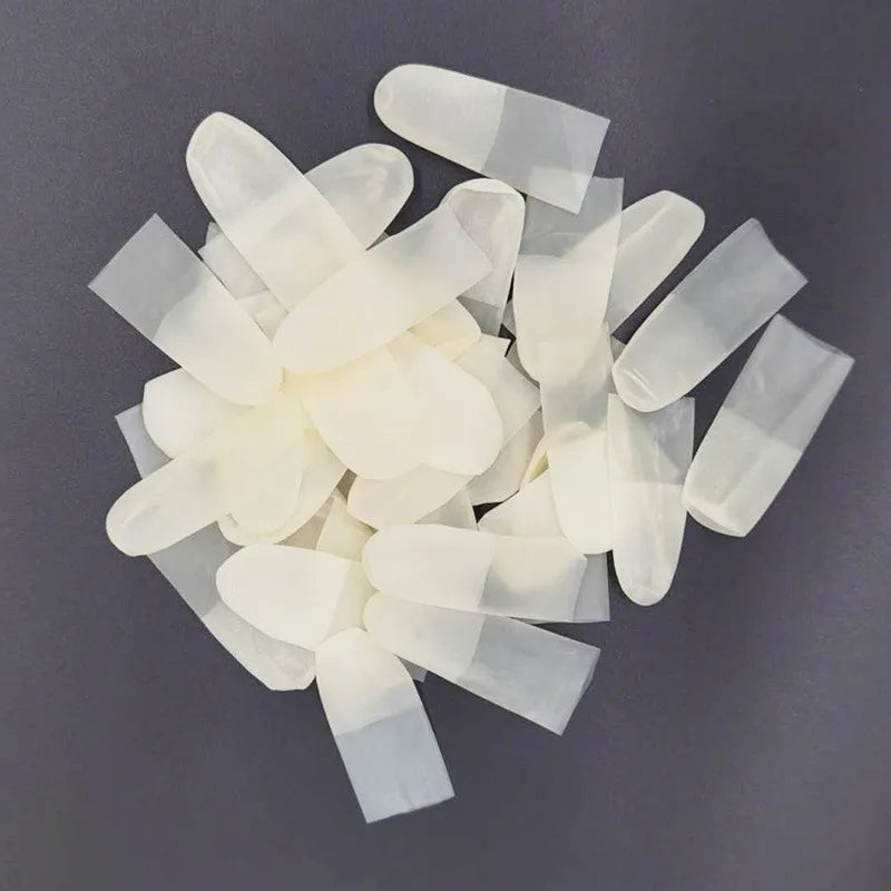 100PCS Finger Cots Thickened Non-Slip Silicone Rubber Finger Guards for Injury Protection Nail Covers Adult Handcraft Qme White-L