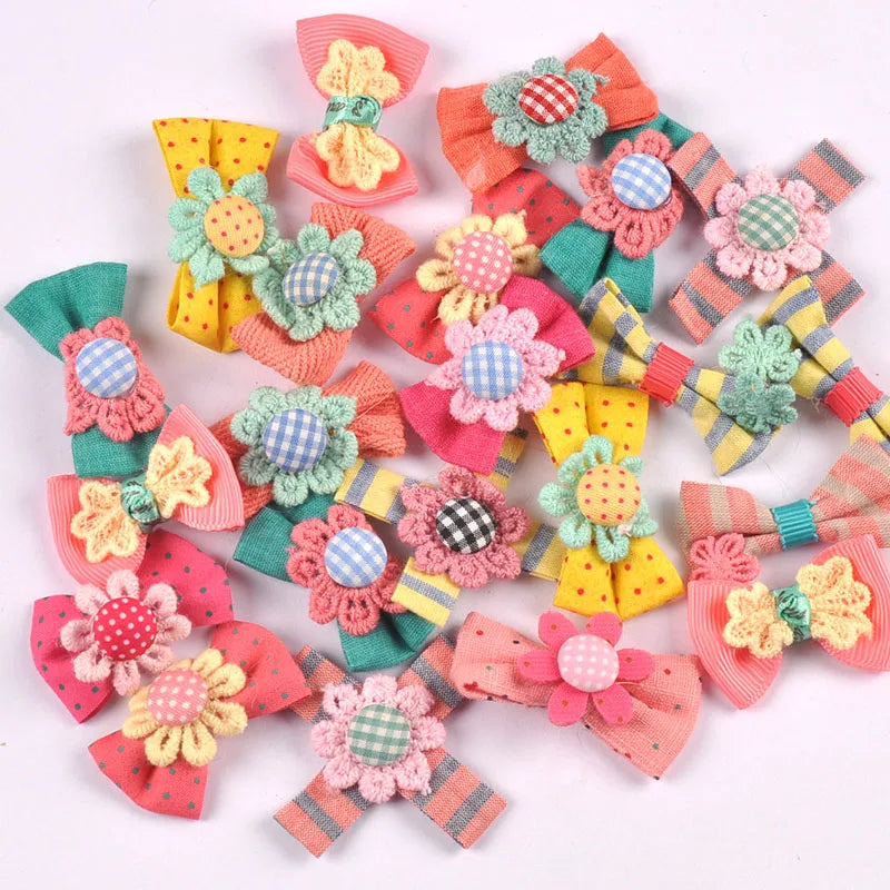 10pcs 25-45mm Mixed Color Cute Little Flower Bows For Clothing Sewing Accessories DIY Hair Clips Bag Handmade Headdress Material Qme