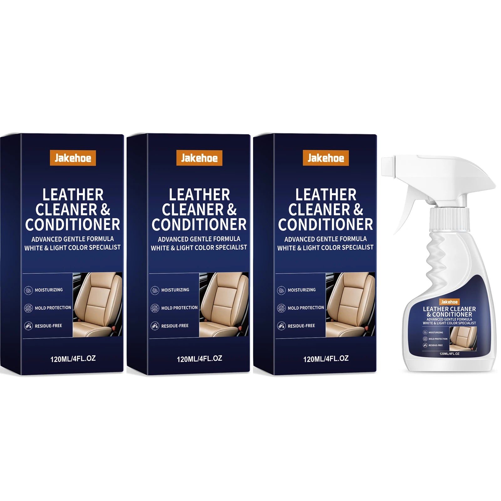 Leather Cleaning Kit Moisturize Remove Stubborn Stains Reduce Scratches Restore Leather Luster Multi-surface Leather Care Spray Qme 3 x 120ML Boxed