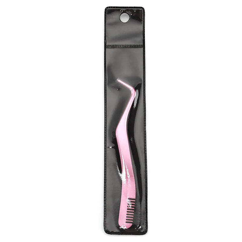 Eyelash Comb Tweezers Stainless Steel Anti-static Non-magnetic Qme Pink China Mainland