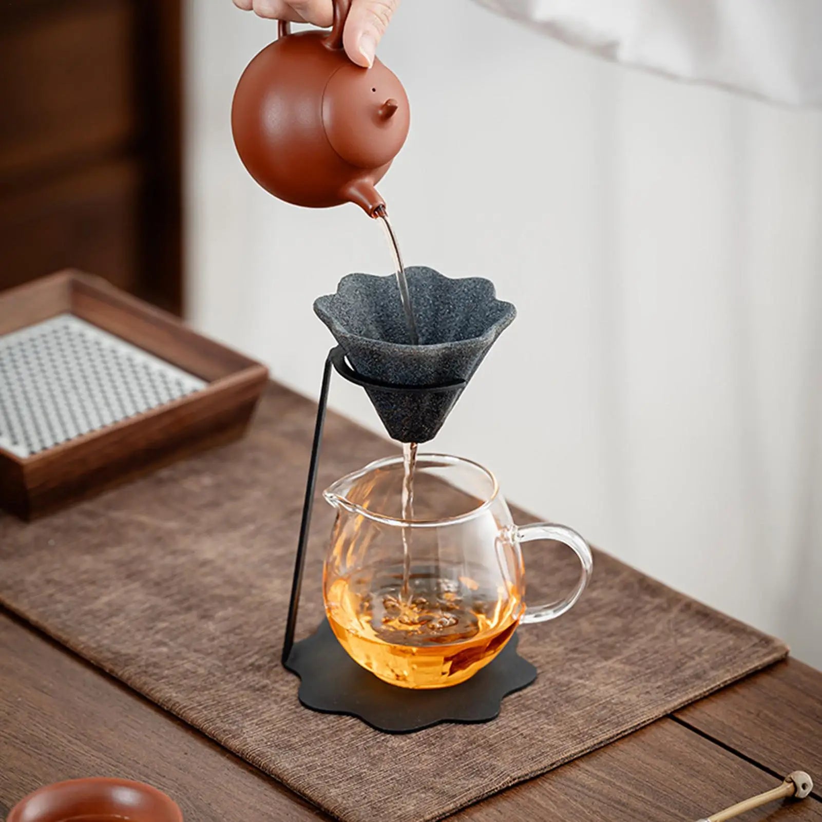 Ceramic Pour Over Coffee Makers Reusable Pyramid Shape Non Porous Tea Qme
