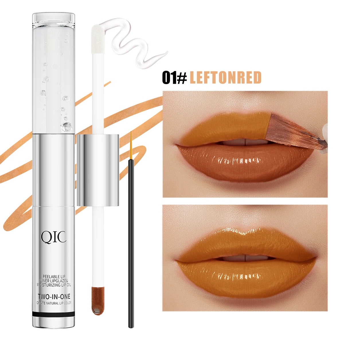 QIC Waterproof Lip Liner Peel Off Tattoo Lipgloss Long Lasting Matte Lip Tint Brown Contour Tear-off Lips Stain Cosmetic Qme Q930-1