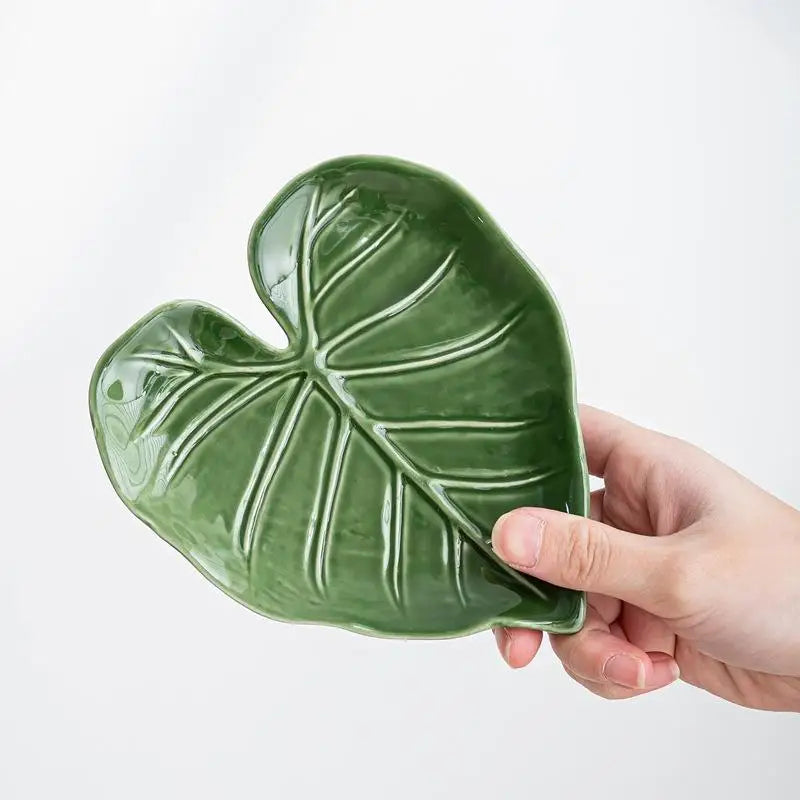 Ceramic Spatula Holder Kitchen Countertop Spoon Cute Leaf Design Qme