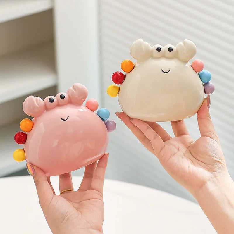 Cute Crab Shape Stainless Steel Fruit Fork Ceramic Storage Jar Safe Qme