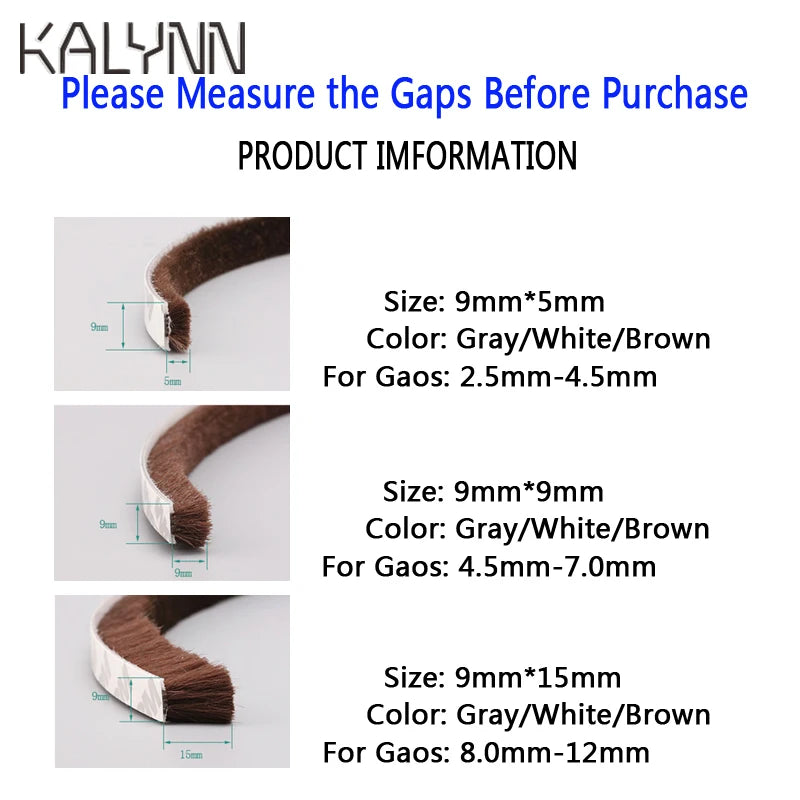 5 Meter Self-adhesive Sealing Wind-proof Brush Strip Home Door Window Qme
