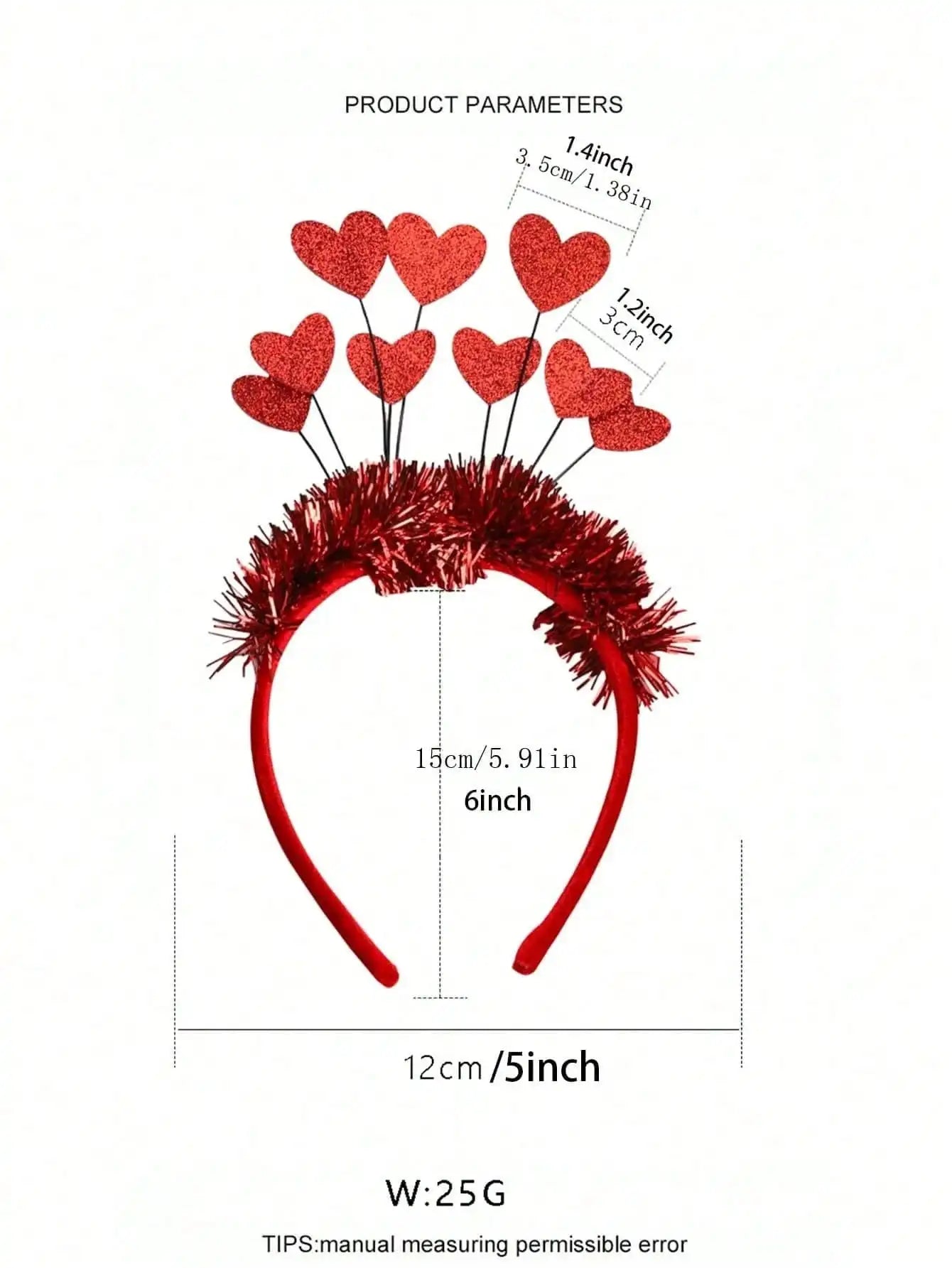 Fashionable Valentine's Day Red Sequin Heart Headband Party Birthday Qme