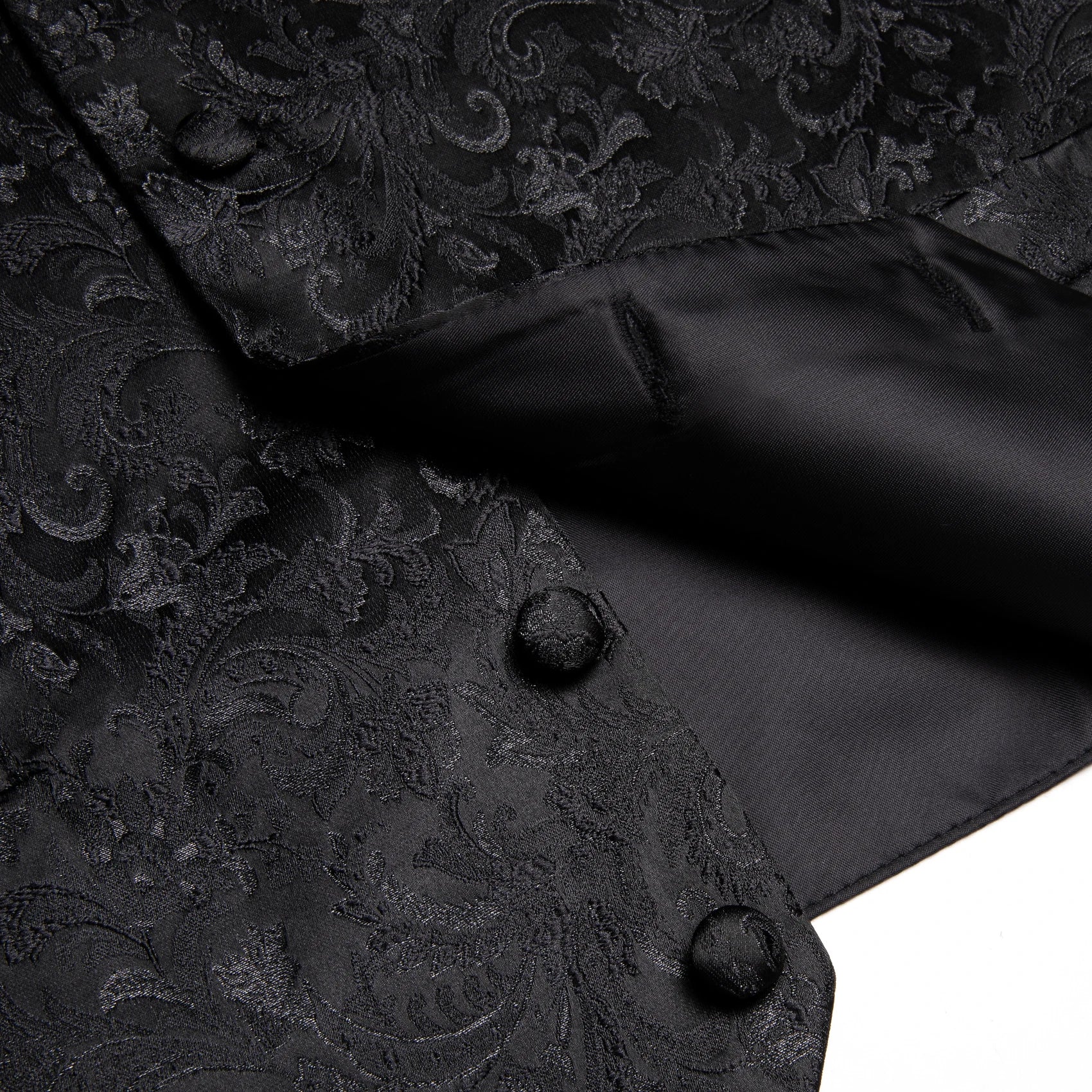 Mens All Black Suit Vest Tie Hanky Cufflinks Set Floral Paisley Waistcoat Sleeveless Jacket Necktie for Male Wedding Busniess Qme