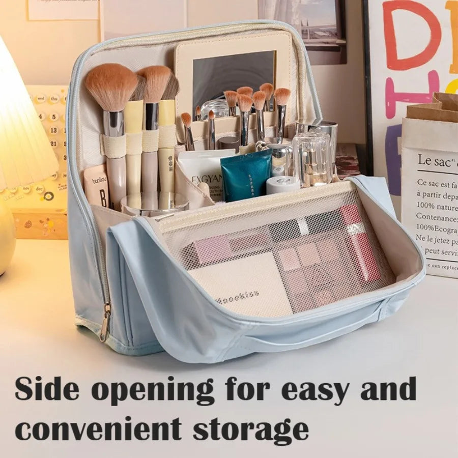 Travel Makeup Bag Women Large Capacity Waterproof Cosmetic Organizer Qme