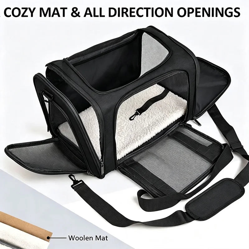 Foldable Breathable Oxford Pet Carrier Bag Portable Dog Cat Travel Transport Bag Safe Pet Car Seat Bag For Self-driving Tour Qme