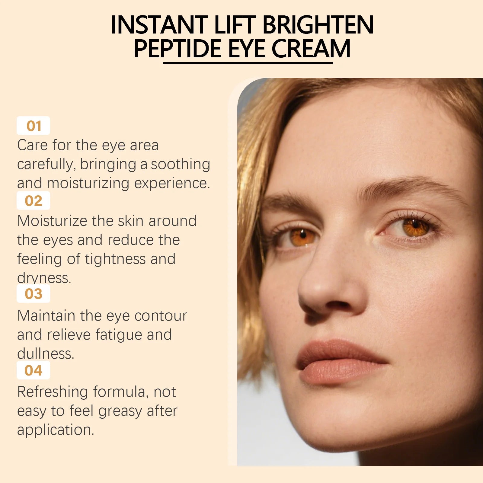 Instant Lift Brighten Peptide Eye Cream Anti Puffiness Dark Circles Anti-Aging Firming Moisturizing Delicate Smooth Eye SkinCare Qme