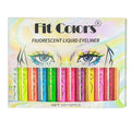 12Colors Liquid Eyeliner Neon Colored Halloween Liner Eyeliner Pen Waterproof UV Blacklight Fluorescent Face Body Paint Makeup Qme 12Colors Kit