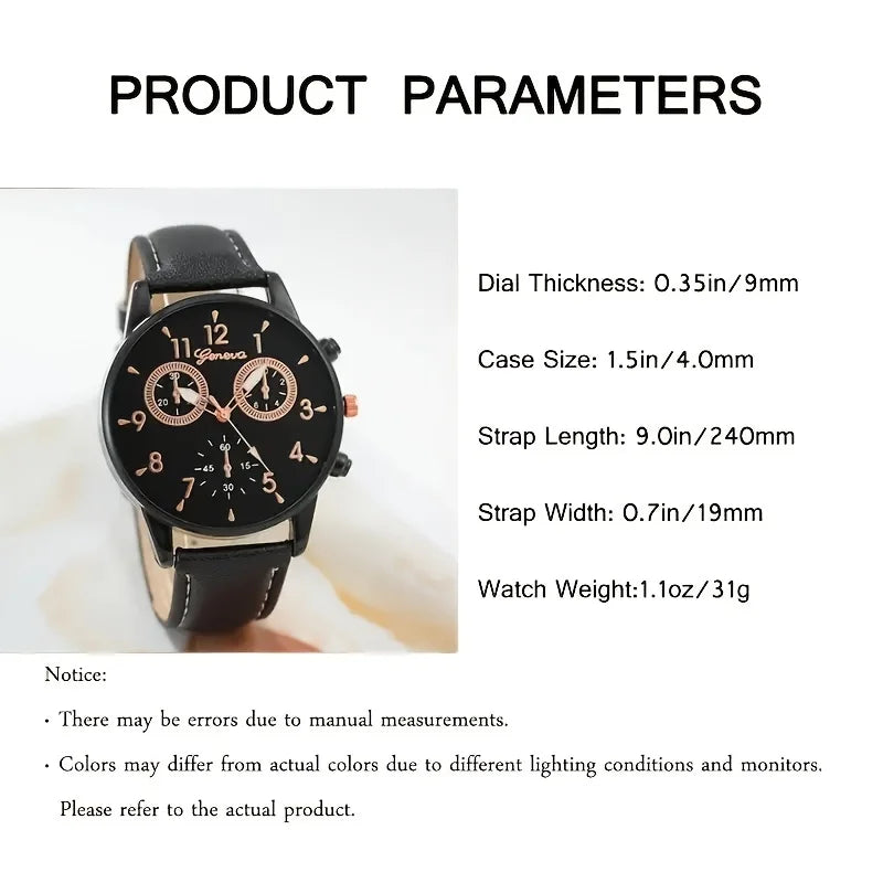 1set 1pc Men Round Pointer Quartz Watch + 1pc Bracelet / 1pc Bracelet Qme