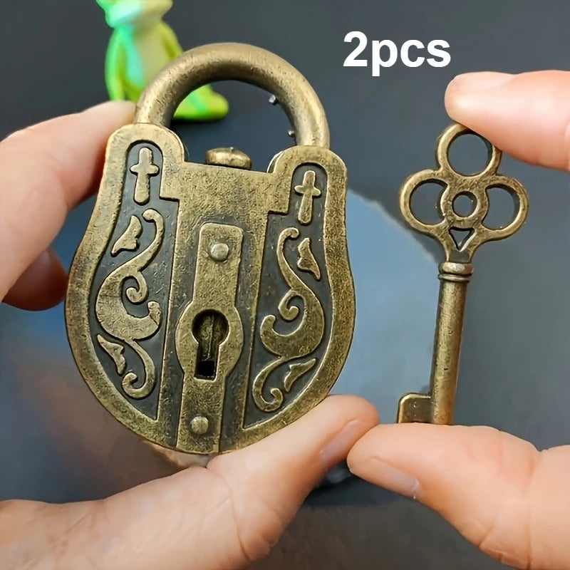Vintage Alloy 1pc Puzzle Lock With Key - Antique Padlock Brain Teaser Magic Trick， Metal Trick Lock For General Entertainment Qme 2pcs