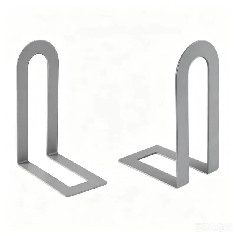 Heavy Duty 1 Pair L-shaped Iron Bookends Space-saving Design Ideal Qme Gray