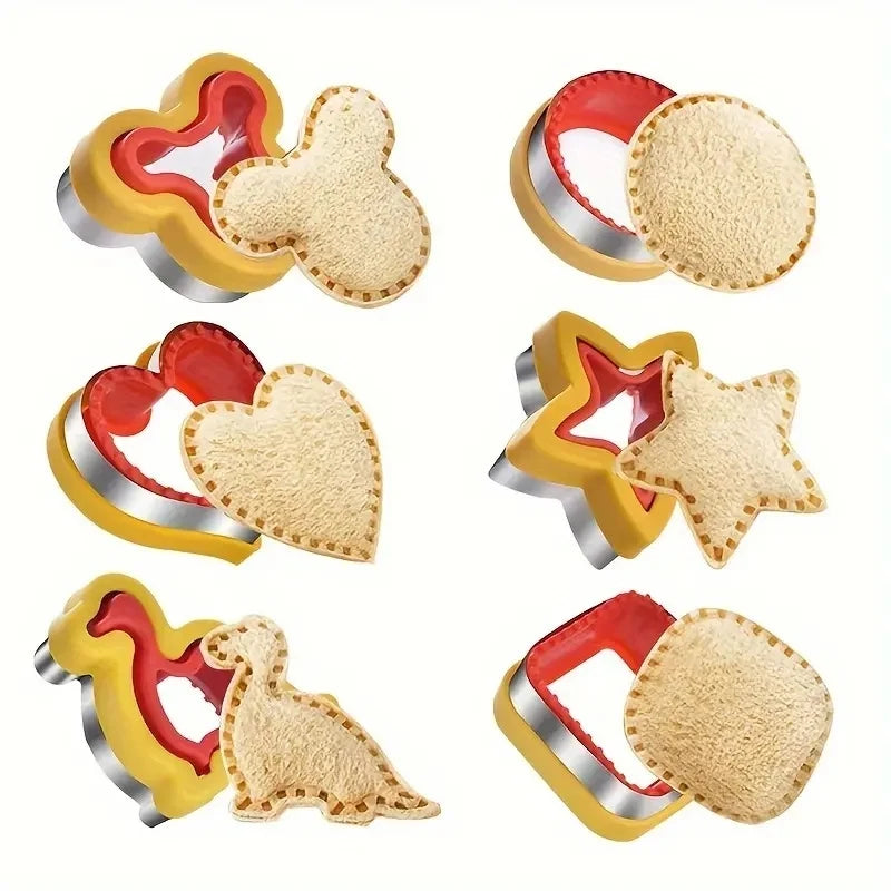 1/2/3/4/5/6PCS Stainless Steel Cookie Cutters Set - Animal & Heart Shapes for DIY Baking, Bread, Sandwich, Gift for Kids Qme 6PCS