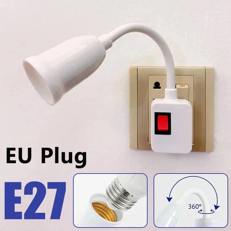 E27 Direct Plug Swivel Head Socket Bulb Holder Switch EU LED Table Qme Default Title