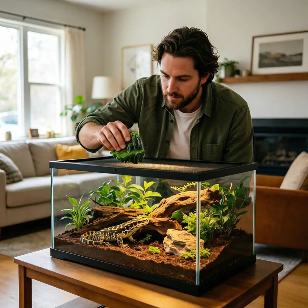 Reptile Rocks 2 Realistic Moss Climbing Habitat 3D Floating Suction Qme