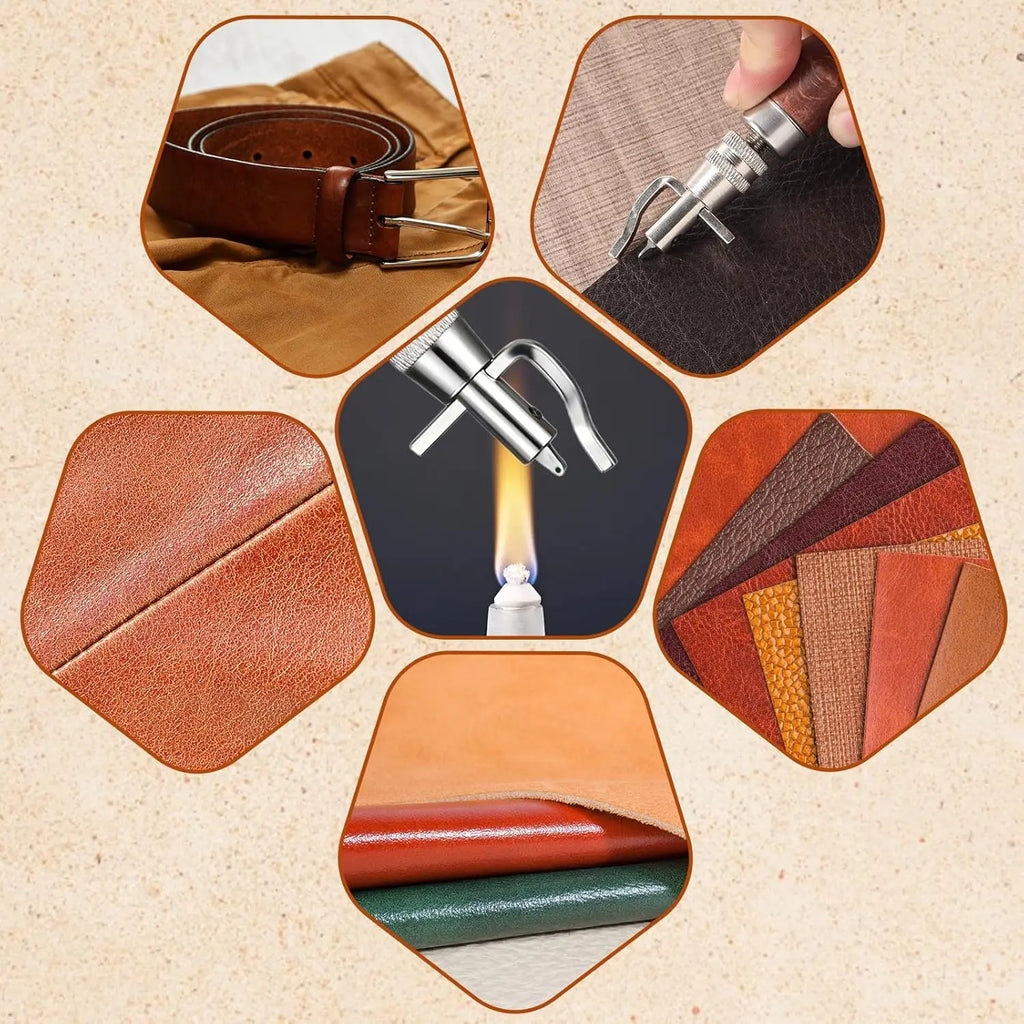 7 In 1 Leather GrooverTool,Pro Adjustable Stitching Working Tools Creasing Edge Beveler Leather Carving Cutting Tool Kit For DIY Qme