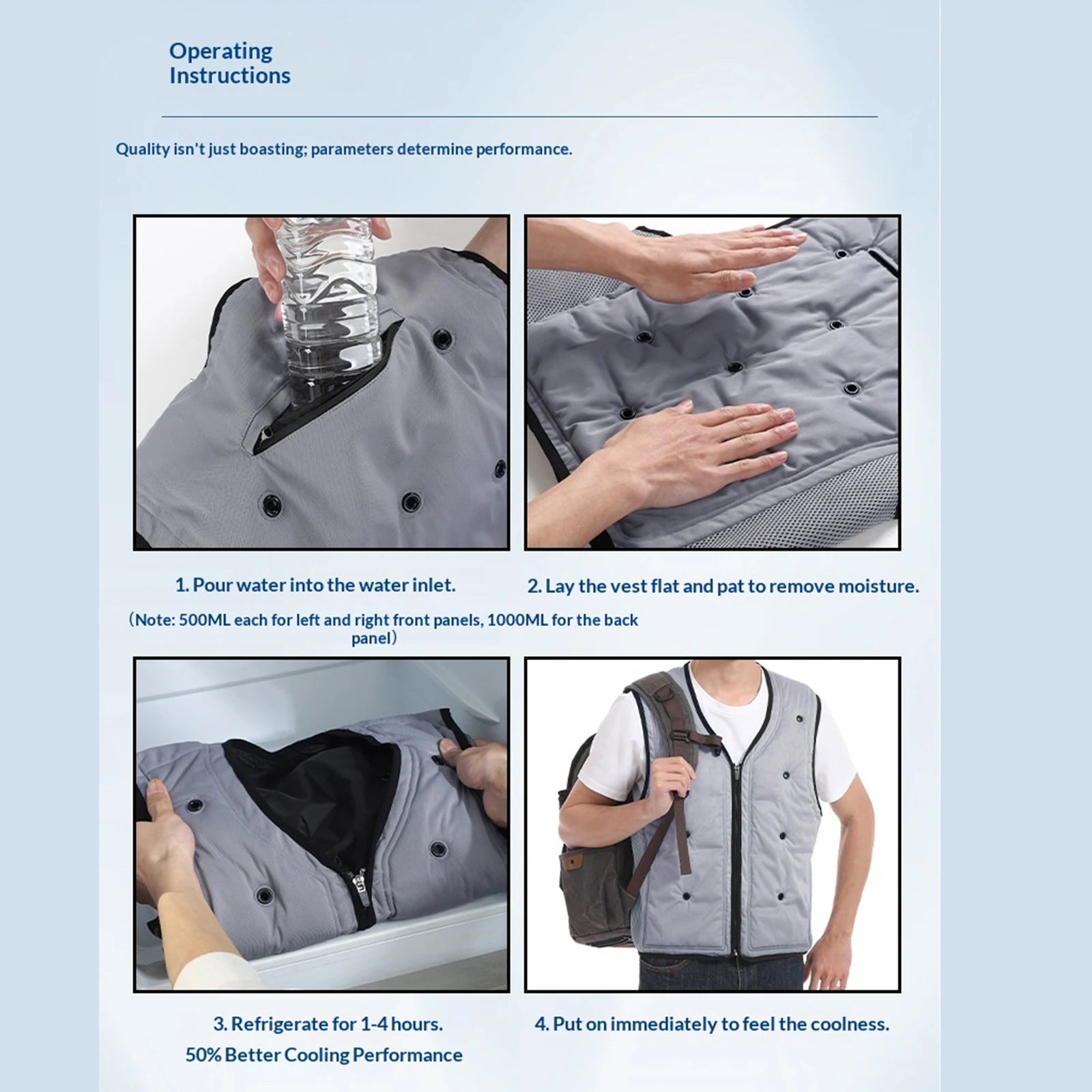 Summer Evaporative Cooling Vest Reusable Water-Cooled Sunscreen Vests Evaporative Ice Pack Jacket for Construction Site Workers Qme