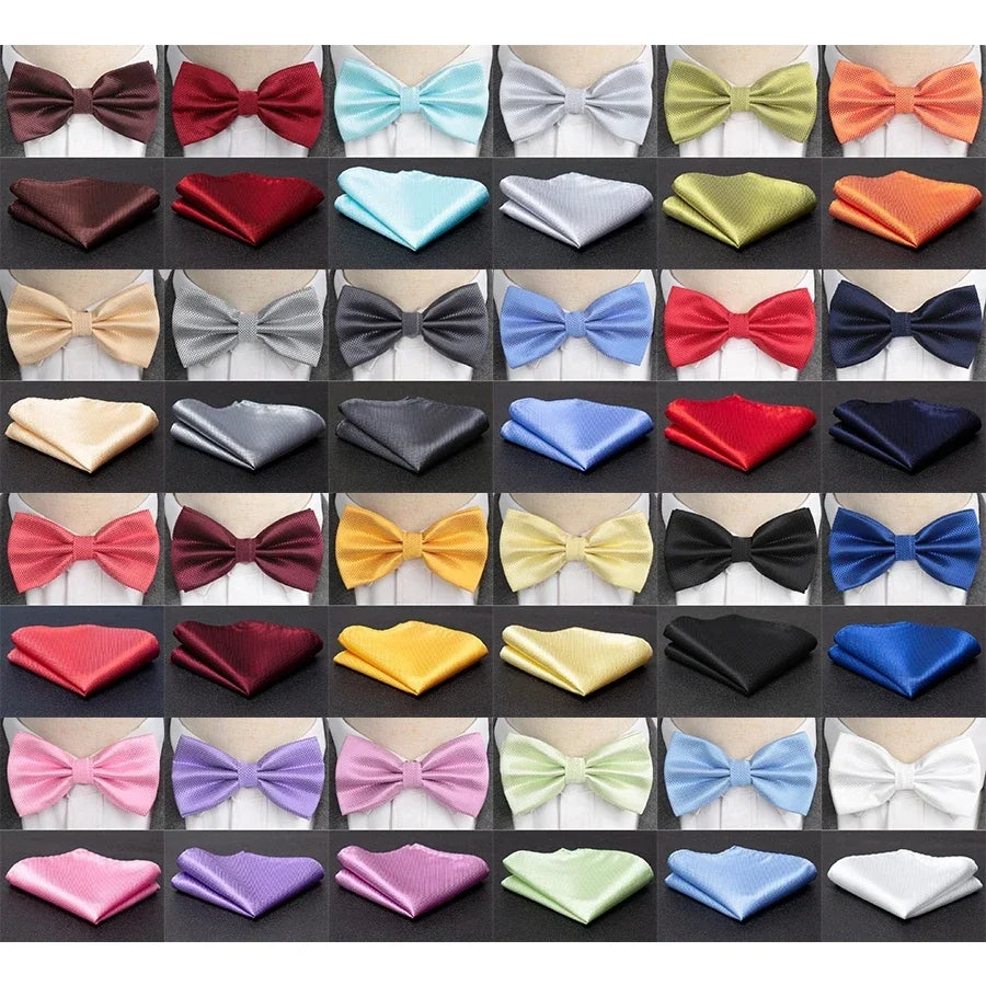 Men Bowtie Cravat Set Solid Fashion Butterfly Party Wedding Bow Ties Girls Formal Dress Tie Mens Bowknot Fashion Accessories Qme