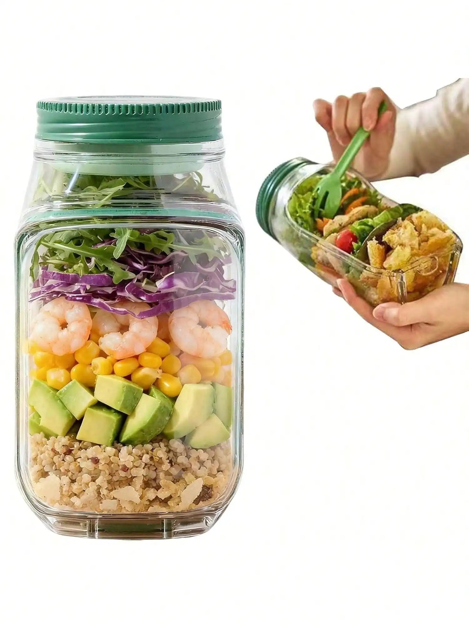 1 Side Opening Salad Box Leak Proof Cup Plastic Storage Can Vertical Qme