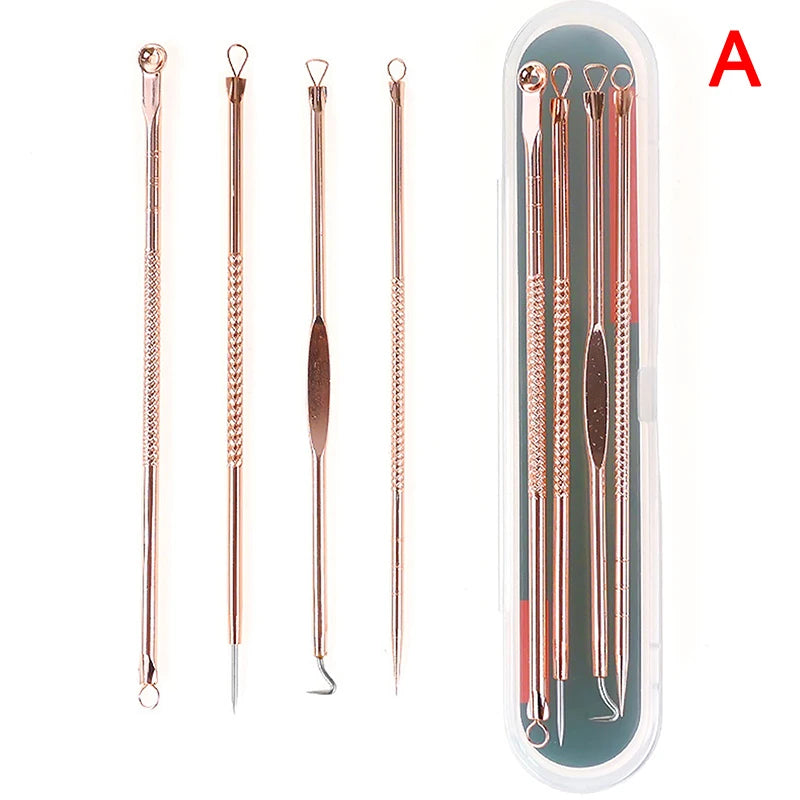 Stainless Steel Acne Extractor Tool Professional Pimple Blemish Qme Rose red