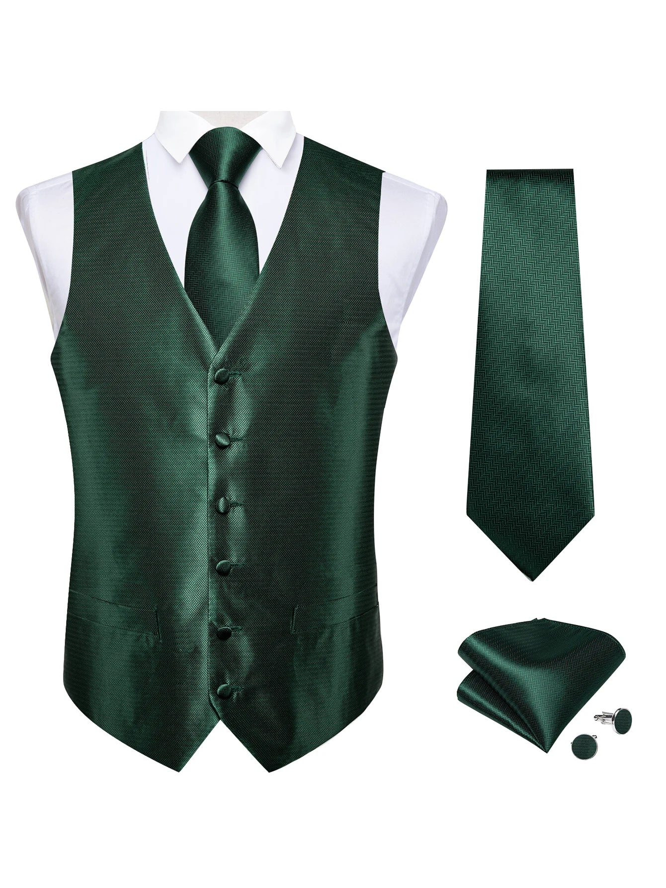 Men's Luxury Paisley Suit Vest & Tie Set – Formal Waistcoat with Necktie Pocket Square, Perfect for Weddings and Business Events Qme MJ-0128 XXXL