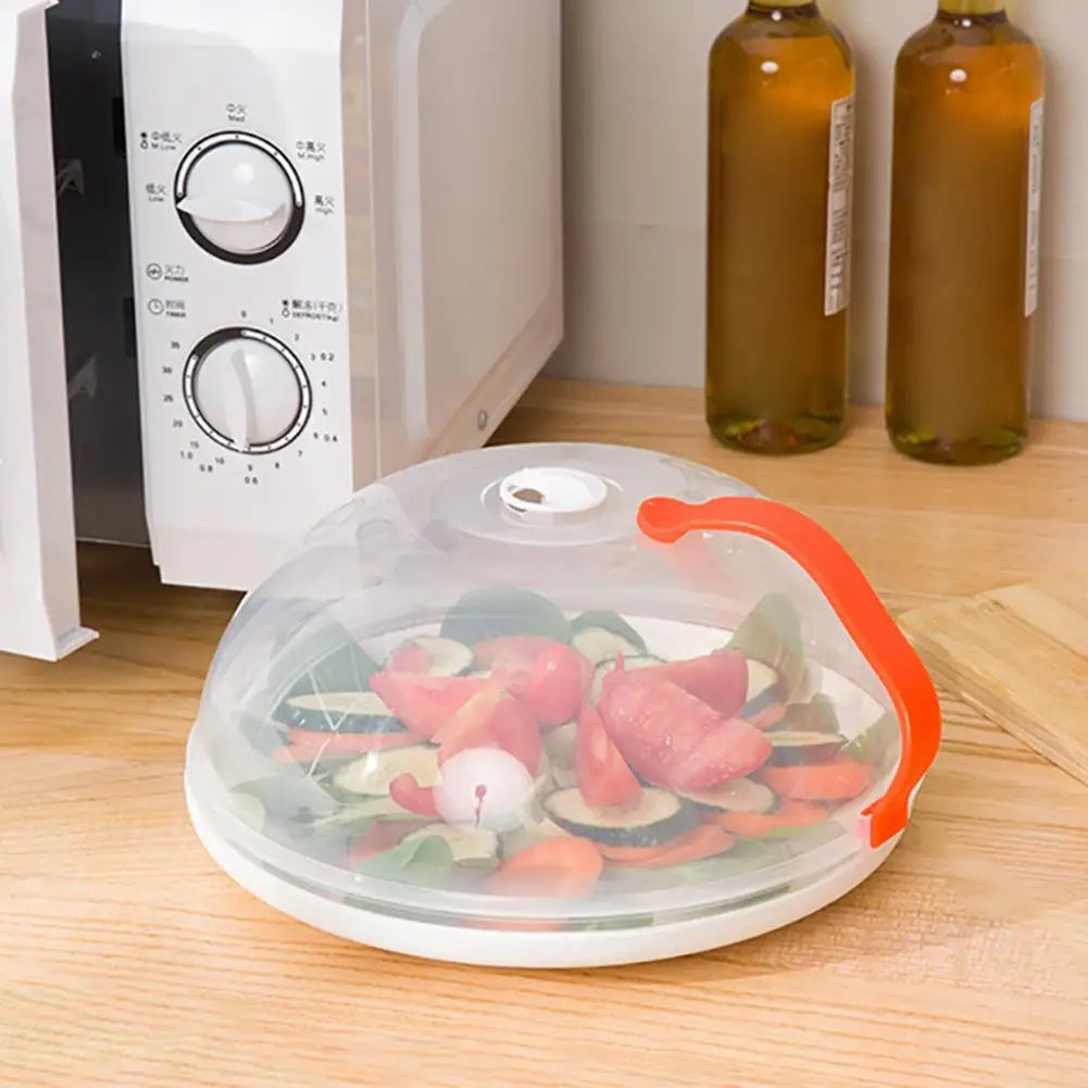 Microwave Splash Cover Thickened Transparent Splash-proof Cover with Handle BPA-free Plate Food Cover With Handle Anti-splatter Qme