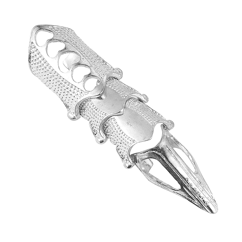 Gothic Scroll Joint Armor Knuckle Metal Full Finger Ring Hip Hop DIY Rings For Girls Wholesale Qme SILVER