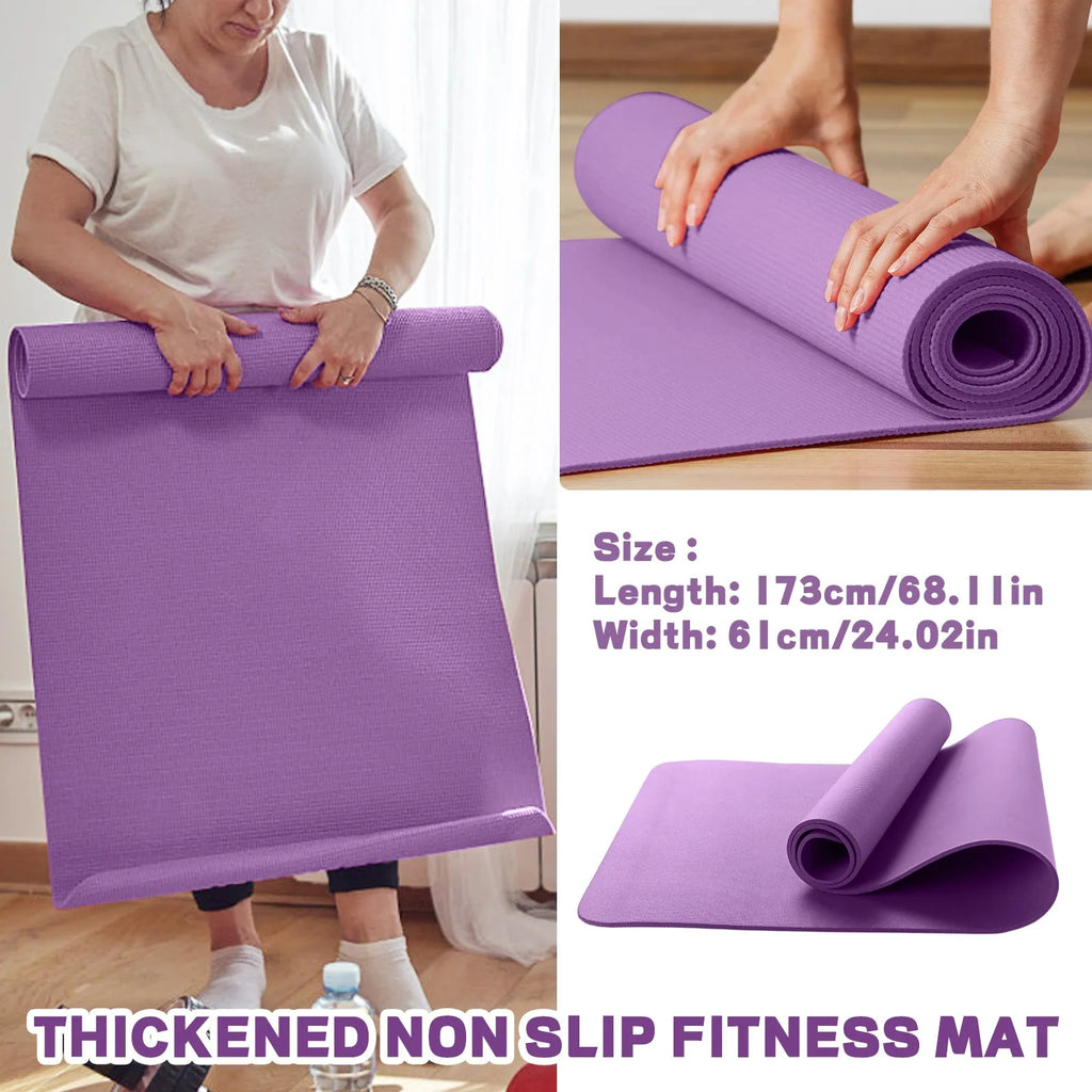 1PC Fitness Equipment Rubber Home Sports Mat Anti-slip Sport Pad Exercise Yoga and Pilates Gymnastics Mat Home Multiuse Pad Qme Purple One Size