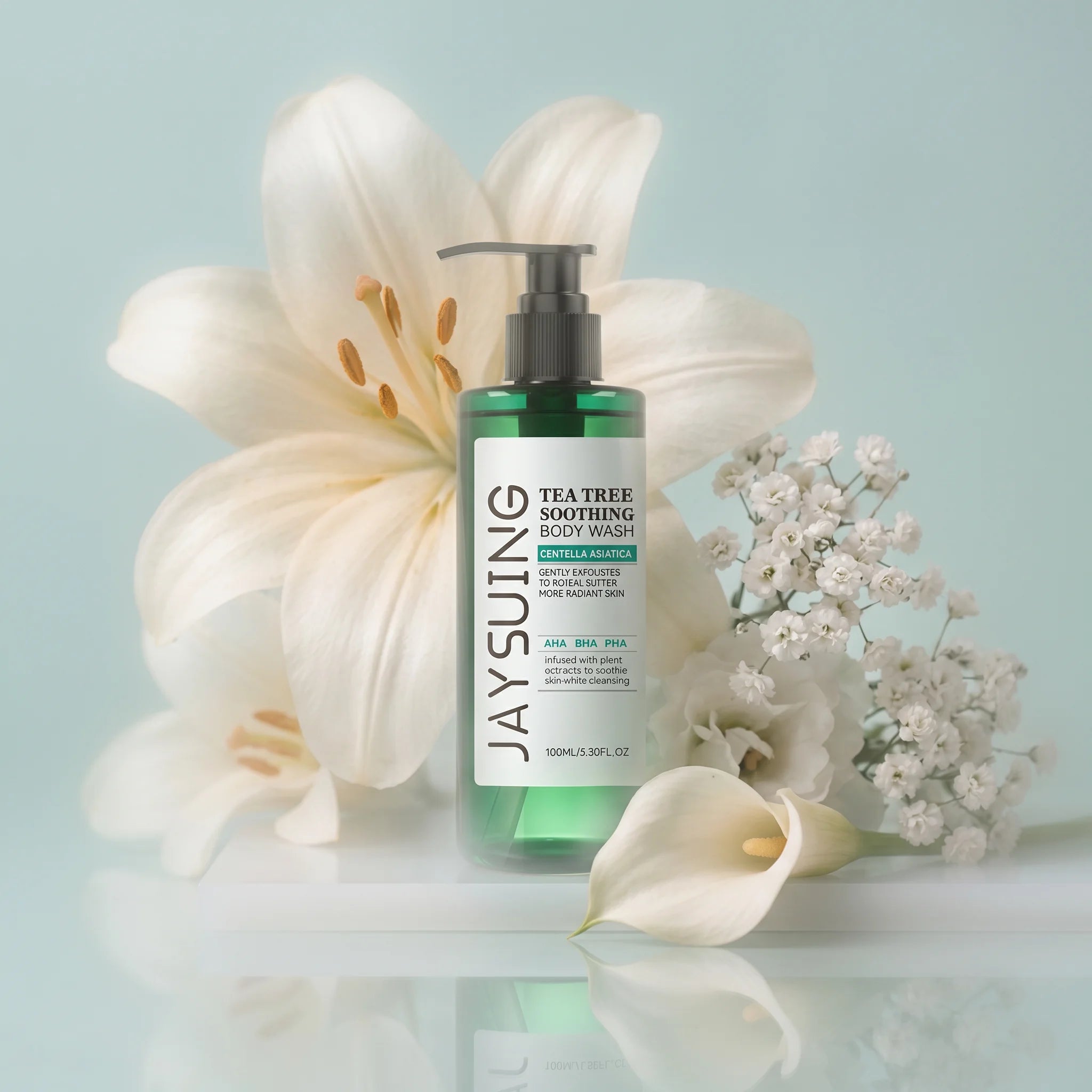 Jaysuing Tea Tree Body Wash Deep Cleaning Soothing Skin Exfoliator Qme